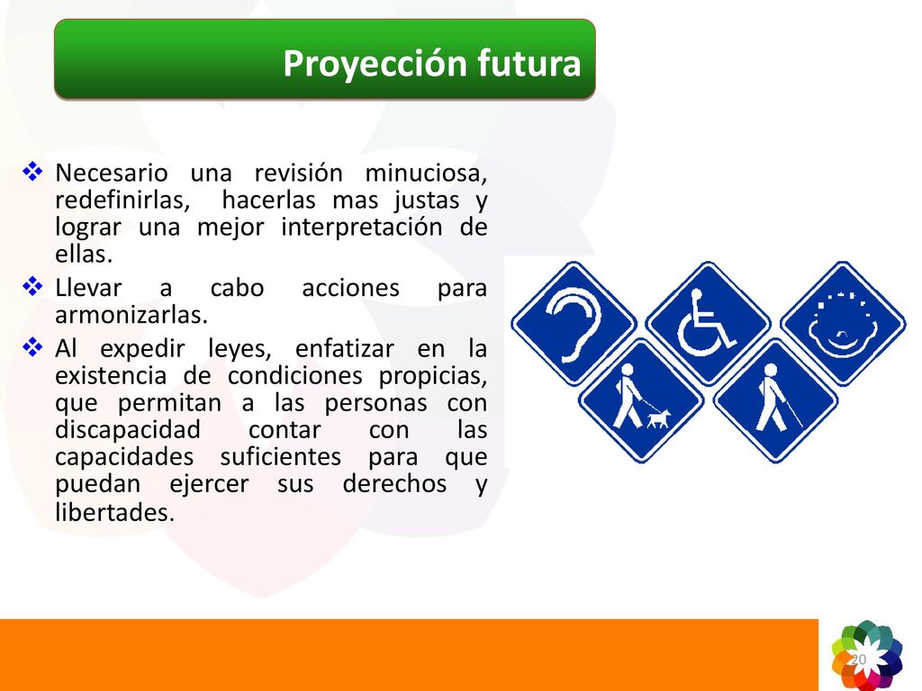Proyección futura Necesario una revisión minuciosa, redefinirlas, hacerlas mas justas y lograr una mejor interpretación de ellas.