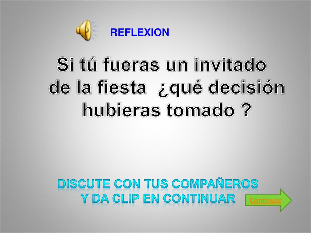 Si tú fueras un invitado de la fiesta ¿qué decisión hubieras tomado