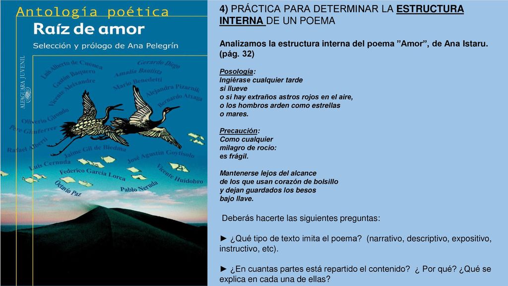 4) PRÁCTICA PARA DETERMINAR LA ESTRUCTURA INTERNA DE UN POEMA