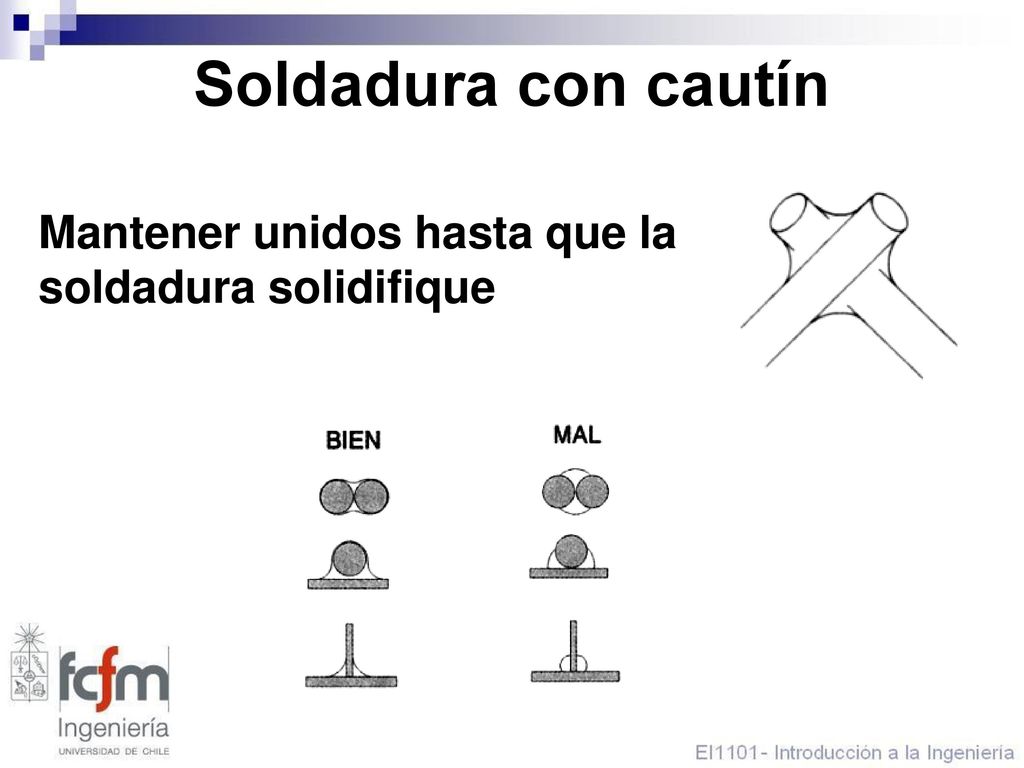 Soldadura con cautín Mantener unidos hasta que la soldadura solidifique