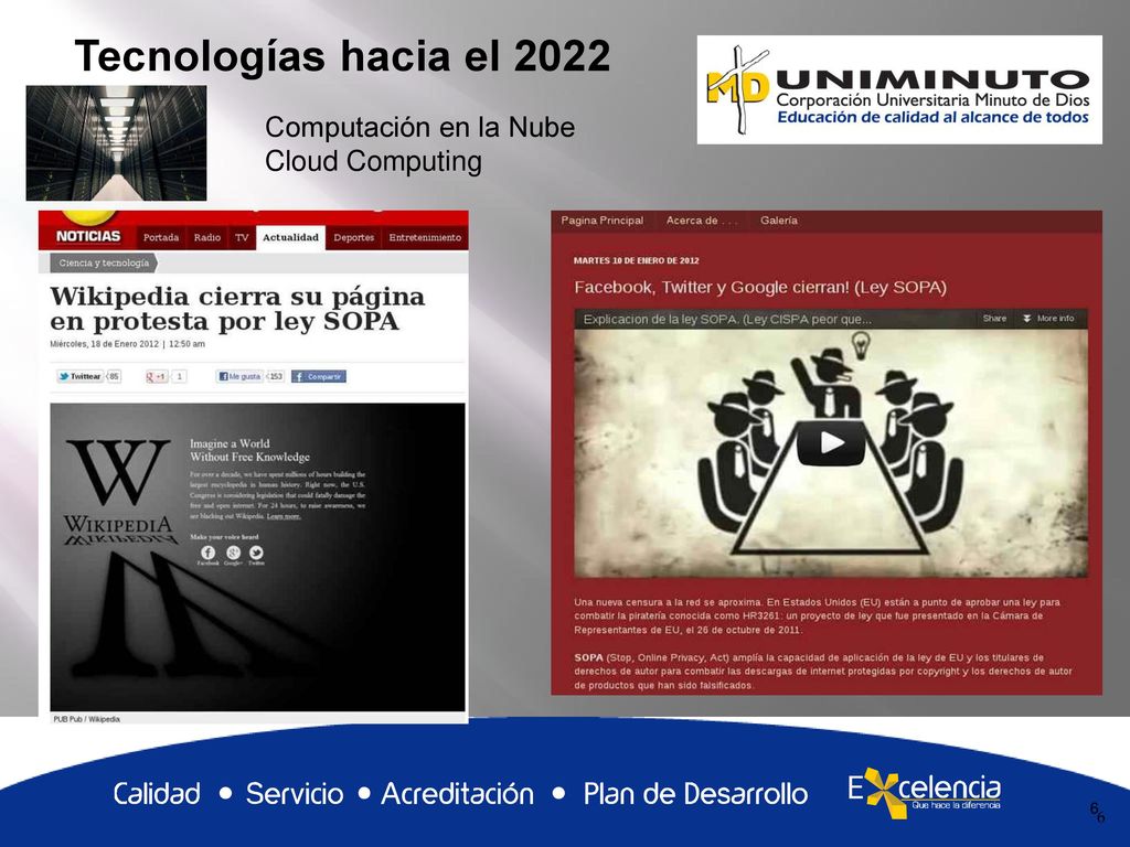 Tecnologías hacia el 2022 Computación en la Nube Cloud Computing 6 6 6
