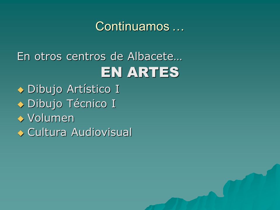 EN ARTES Continuamos … En otros centros de Albacete…