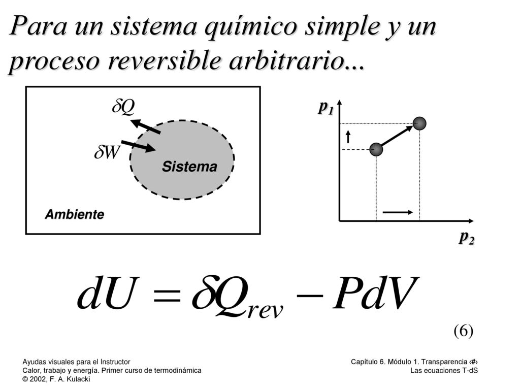 Para un sistema químico simple y un proceso reversible arbitrario...