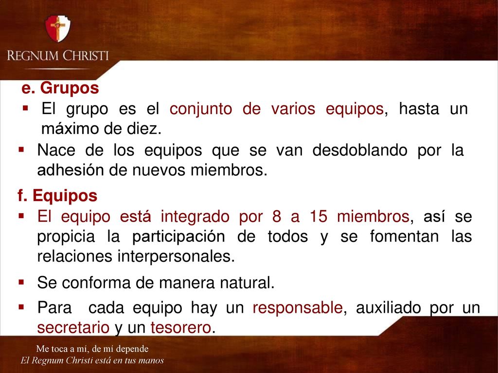 El grupo es el conjunto de varios equipos, hasta un máximo de diez.
