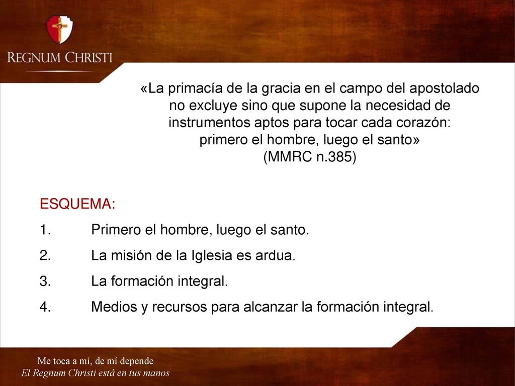«La primacía de la gracia en el campo del apostolado