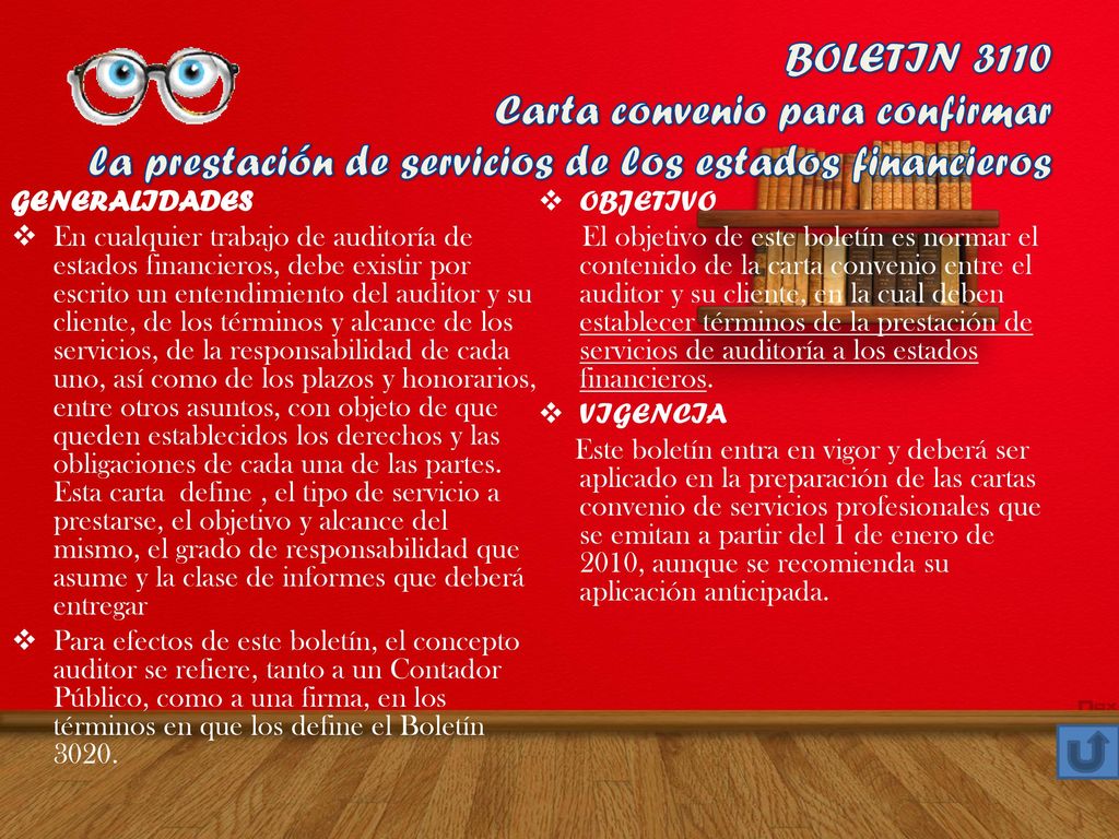 BOLETIN 3110 Carta convenio para confirmar la prestación de servicios de los estados financieros