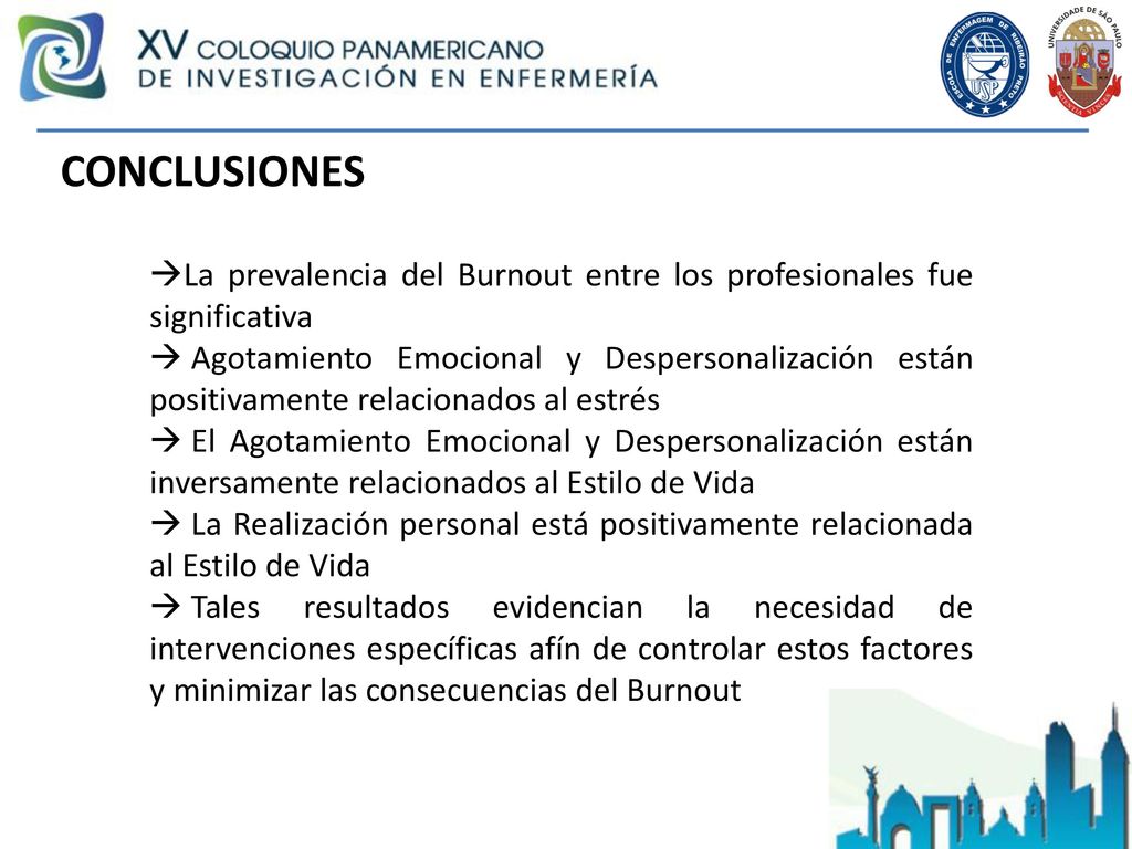 CONCLUSIONES La prevalencia del Burnout entre los profesionales fue significativa.