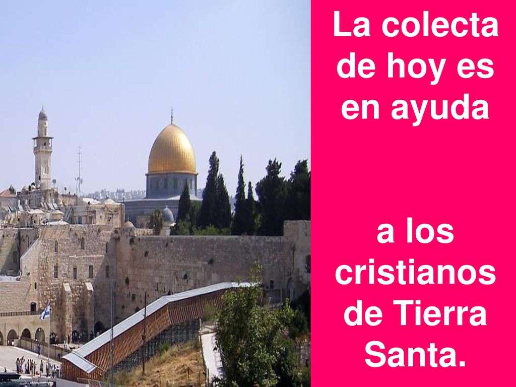 La colecta de hoy es en ayuda cristianos de Tierra Santa.