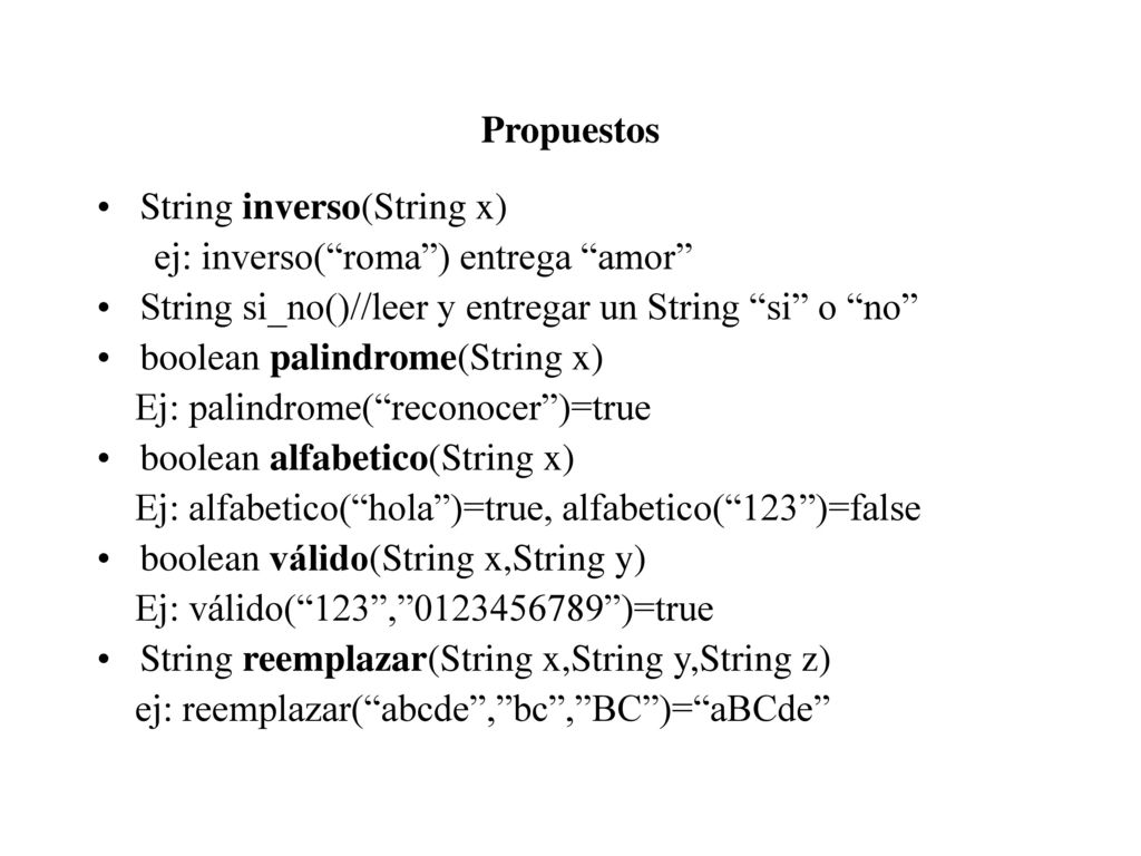 String inverso(String x) ej: inverso( roma ) entrega amor
