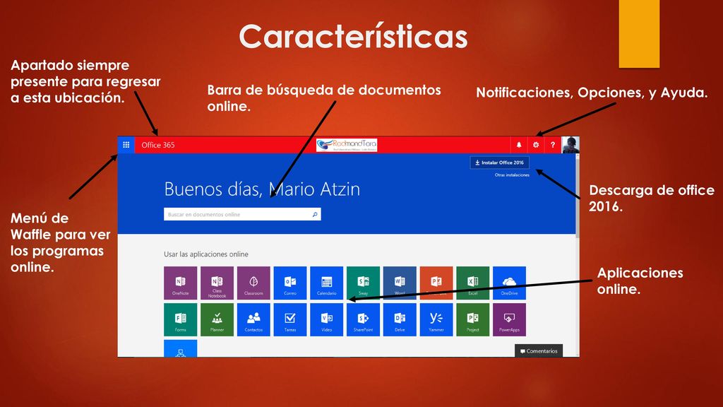 Características Apartado siempre presente para regresar a esta ubicación. Barra de búsqueda de documentos online.
