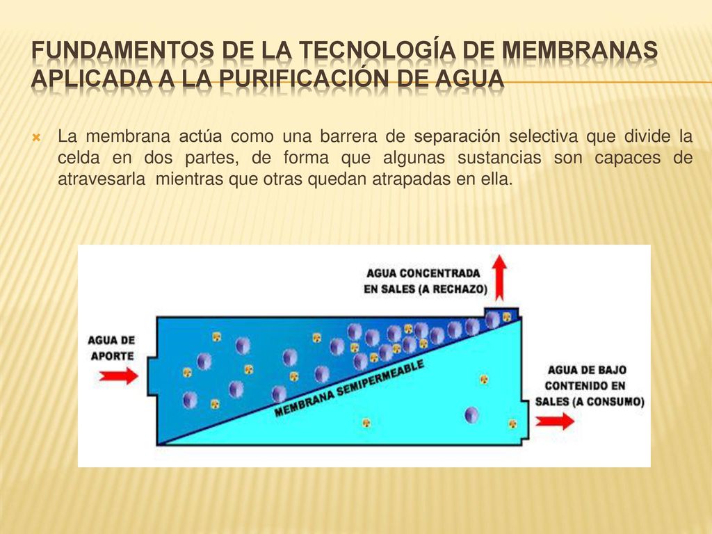 Fundamentos de la tecnología de membranas aplicada a la purificación de agua