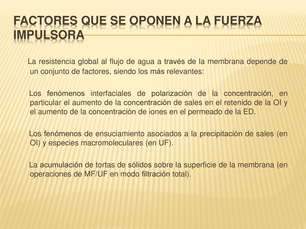 Factores que se oponen a la fuerza impulsora