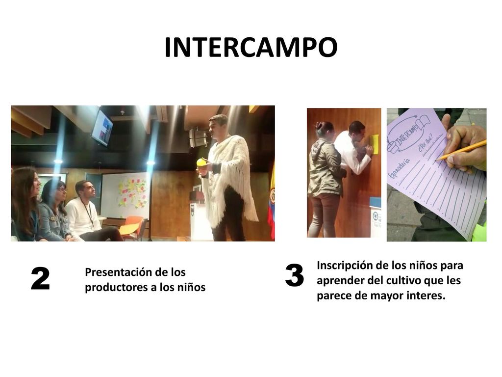 INTERCAMPO 3. Inscripción de los niños para aprender del cultivo que les parece de mayor interes. 2.