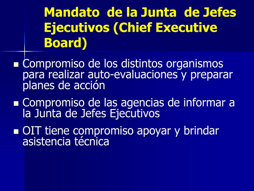 Mandato de la Junta de Jefes Ejecutivos (Chief Executive Board)