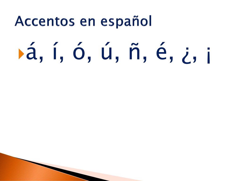 Accentos en español á, í, ó, ú, ñ, é, ¿, ¡