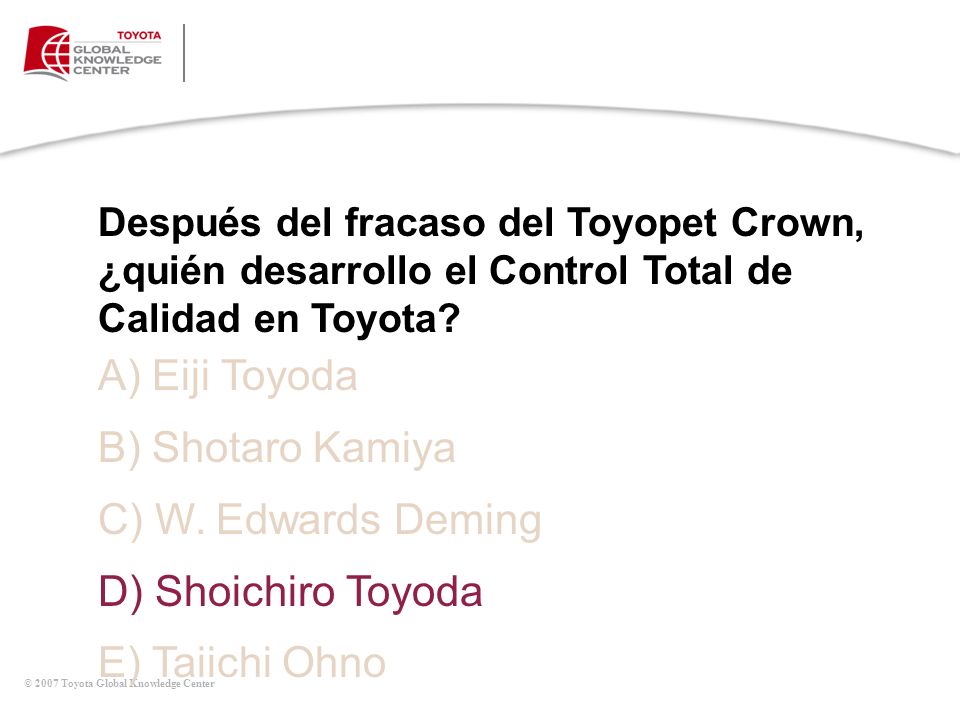 A) Eiji Toyoda B) Shotaro Kamiya C) W. Edwards Deming