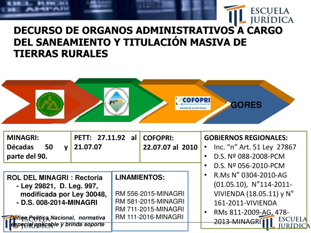 DECURSO DE ORGANOS ADMINISTRATIVOS A CARGO DEL SANEAMIENTO Y TITULACIÓN MASIVA DE TIERRAS RURALES