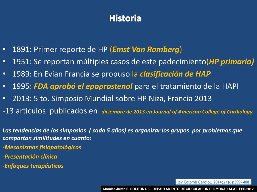 Historia 1891: Primer reporte de HP (Emst Van Romberg)
