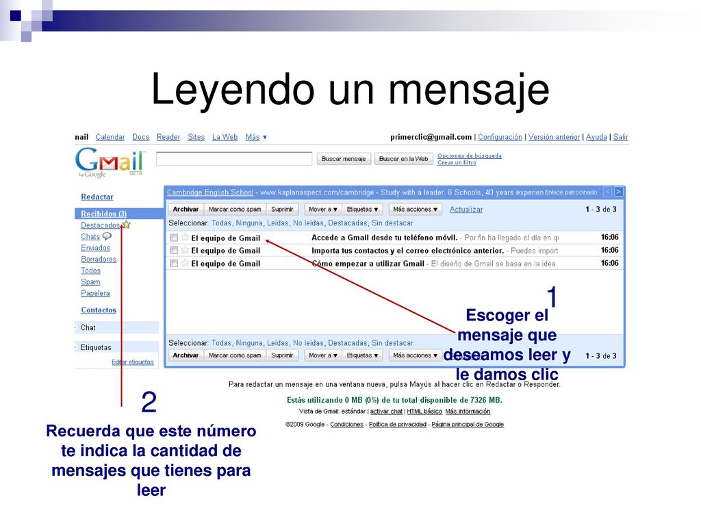 Escoger el mensaje que deseamos leer y le damos clic