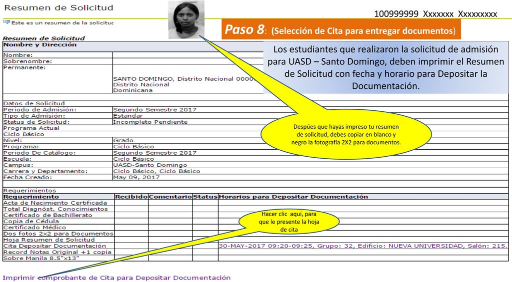 Hacer clic aquí, para que le presente la hoja de cita