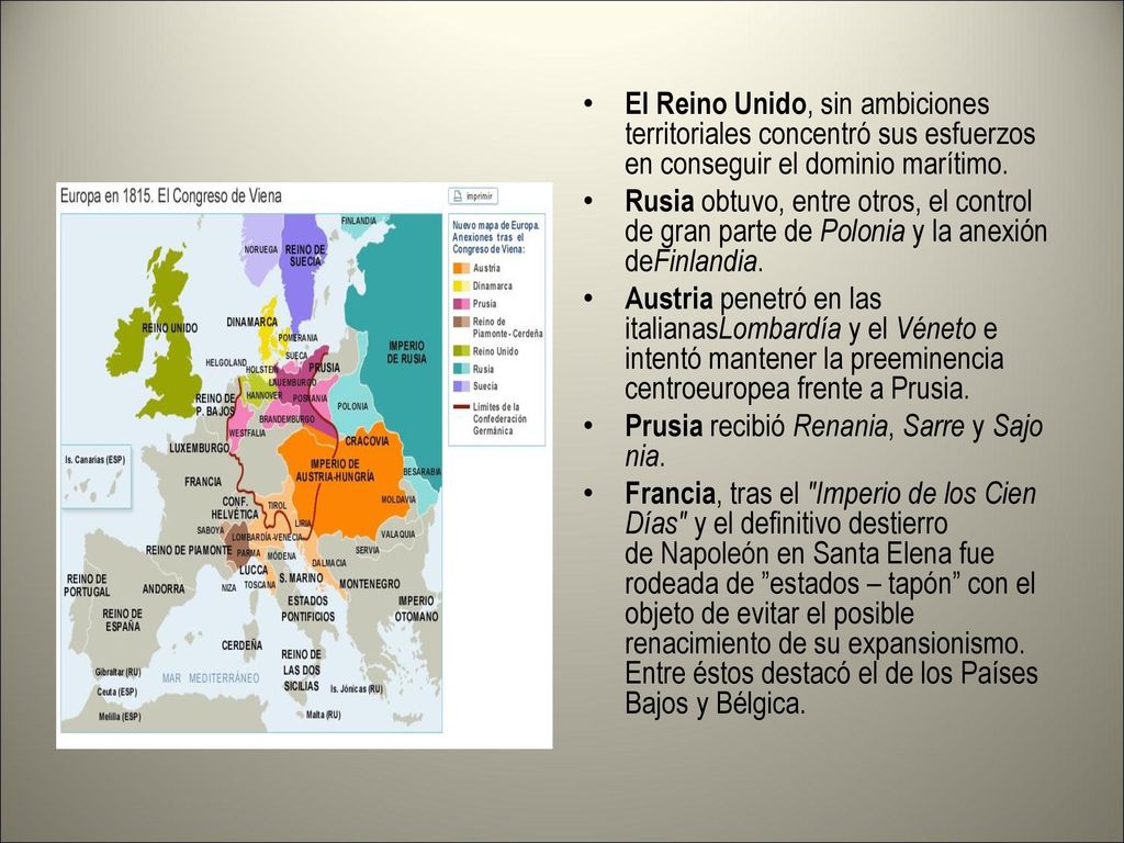 El Reino Unido, sin ambiciones territoriales concentró sus esfuerzos en conseguir el dominio marítimo.