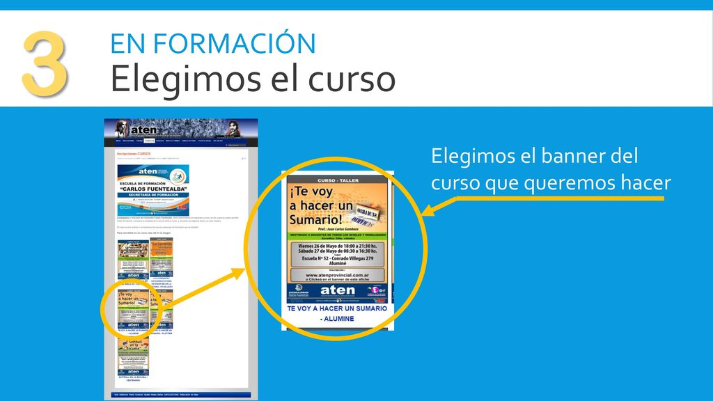 3 Elegimos el curso En formación Elegimos el banner del
