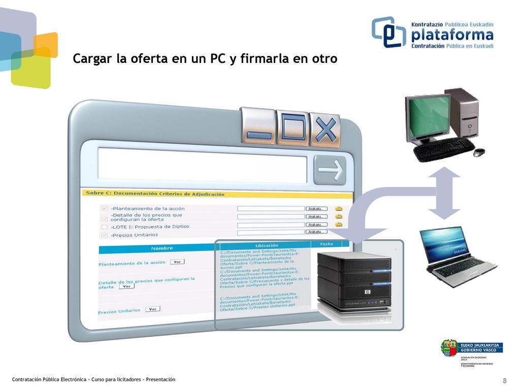 Cargar la oferta en un PC y firmarla en otro