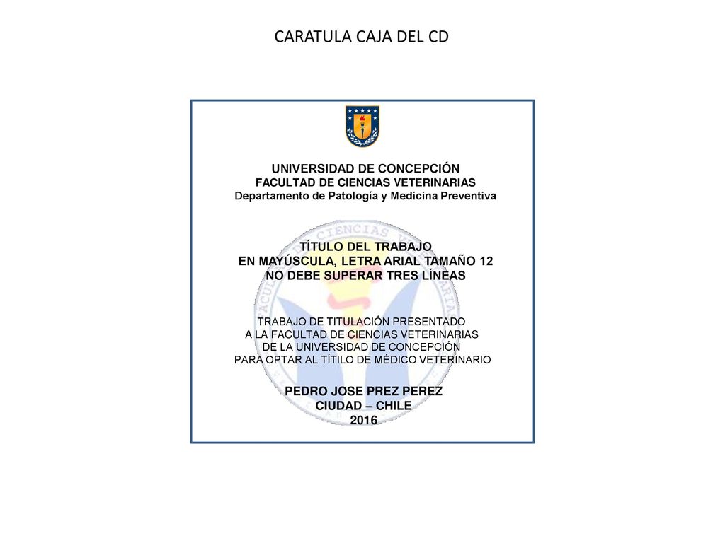 CARATULA CAJA DEL CD UNIVERSIDAD DE CONCEPCIÓN TÍTULO DEL TRABAJO