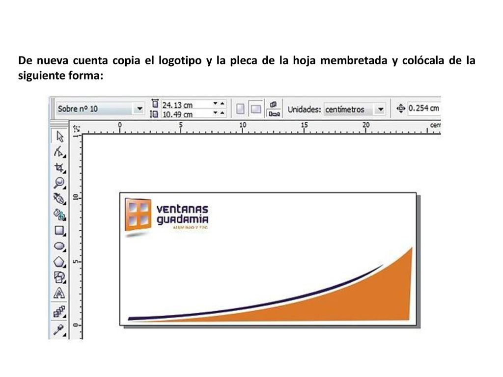 De nueva cuenta copia el logotipo y la pleca de la hoja membretada y colócala de la siguiente forma: