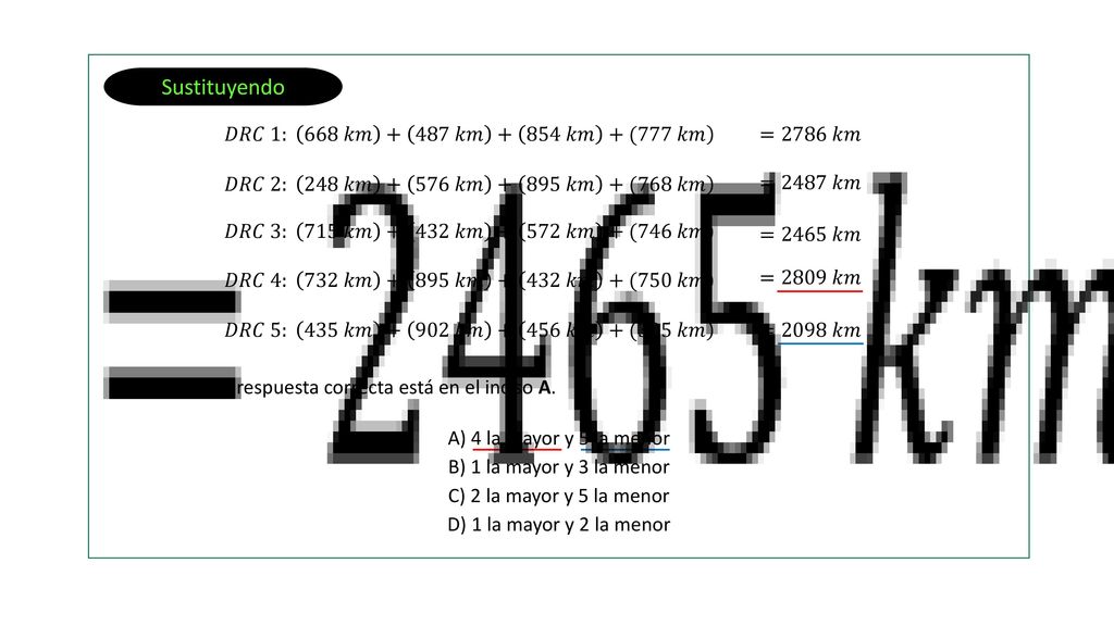 Sustituyendo 𝐷𝑅𝐶 1: 668 𝑘𝑚 𝑘𝑚 𝑘𝑚 +(777 𝑘𝑚 =2786 𝑘𝑚