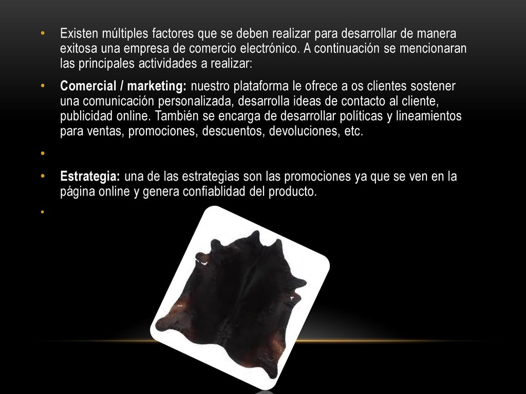 Existen múltiples factores que se deben realizar para desarrollar de manera exitosa una empresa de comercio electrónico. A continuación se mencionaran las principales actividades a realizar: