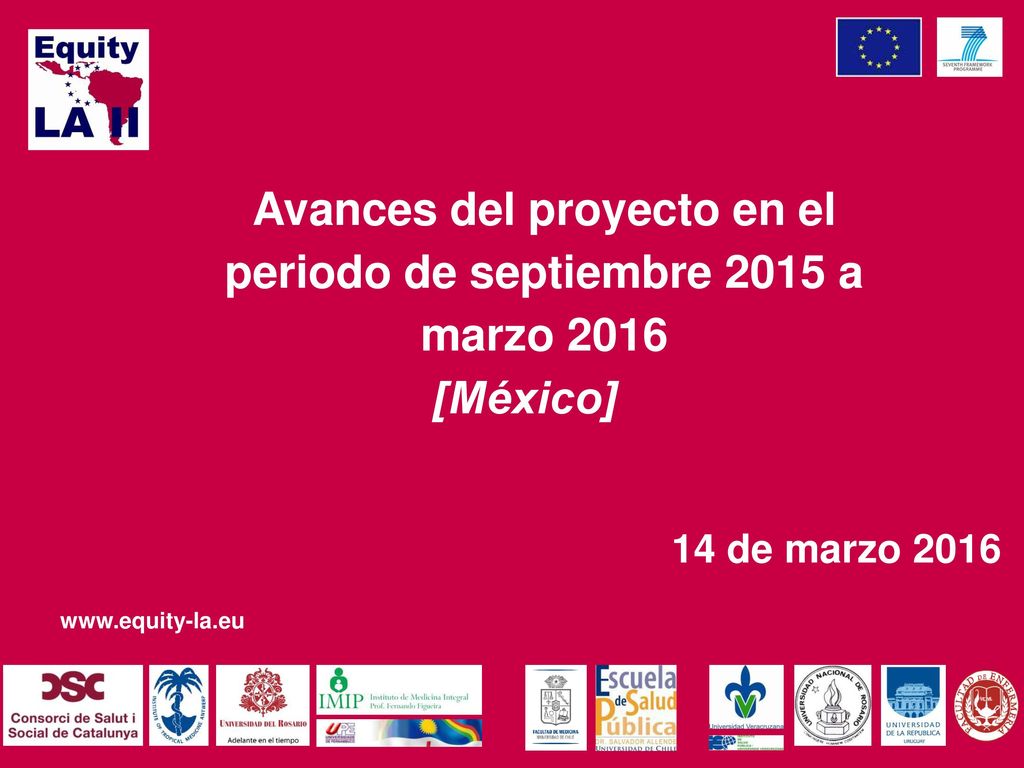 Avances del proyecto en el periodo de septiembre 2015 a marzo 2016