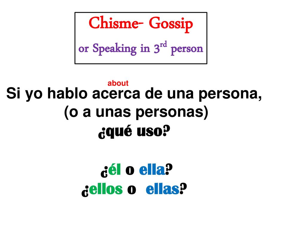 or Speaking in 3rd person Si yo hablo acerca de una persona,