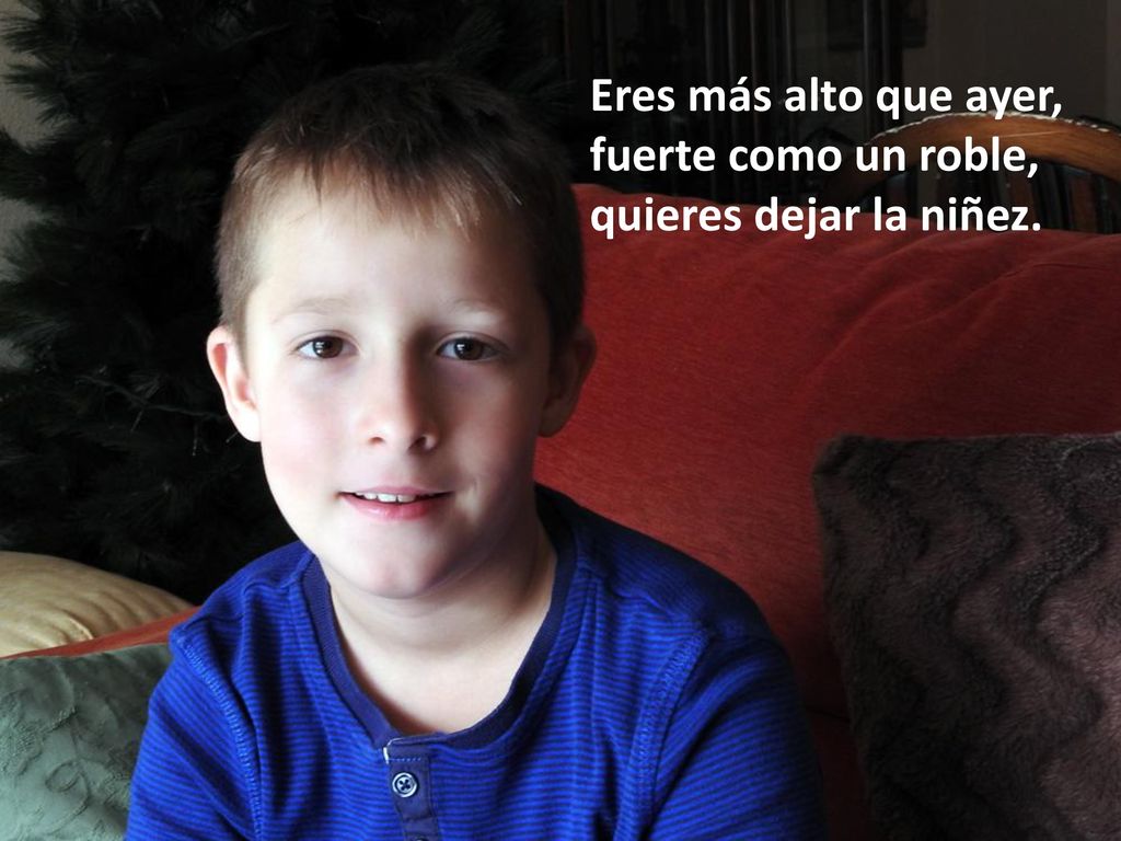 Eres más alto que ayer, fuerte como un roble, quieres dejar la niñez.