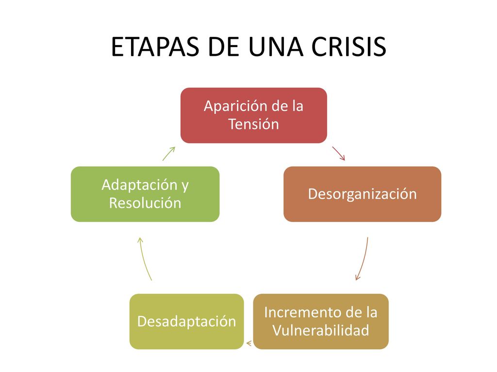 ETAPAS DE UNA CRISIS Aparición de la Tensión Adaptación y Resolución