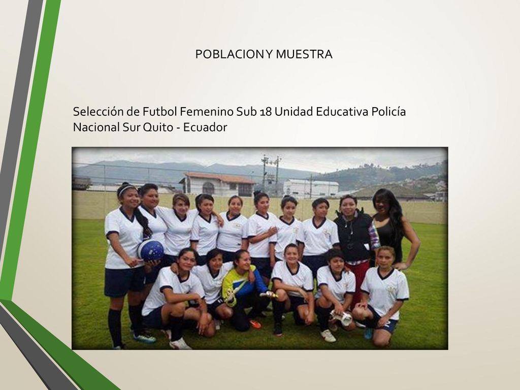 POBLACION Y MUESTRA Selección de Futbol Femenino Sub 18 Unidad Educativa Policía Nacional Sur Quito - Ecuador.