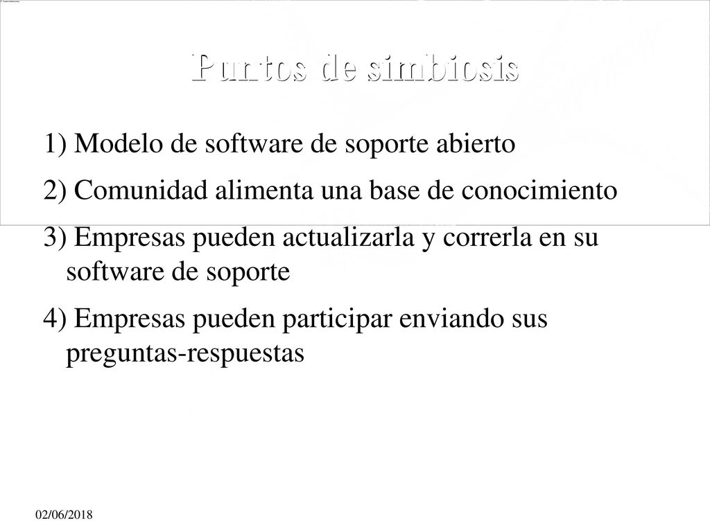 Puntos de simbiosis Modelo de software de soporte abierto