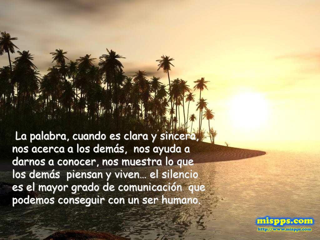 La palabra, cuando es clara y sincera, nos acerca a los demás, nos ayuda a darnos a conocer, nos muestra lo que los demás piensan y viven… el silencio es el mayor grado de comunicación que podemos conseguir con un ser humano.