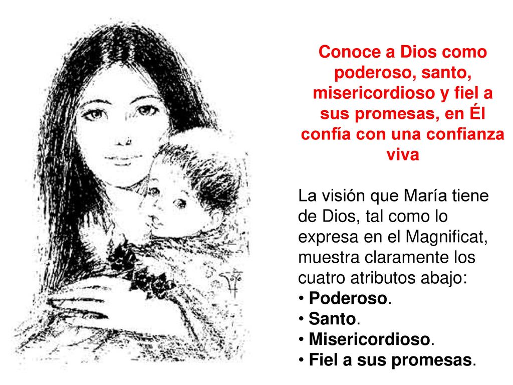 Conoce a Dios como poderoso, santo, misericordioso y fiel a sus promesas, en Él confía con una confianza viva