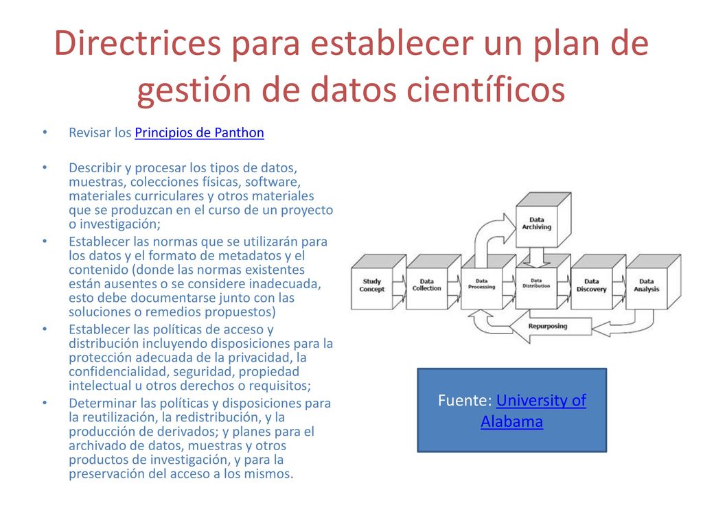 Directrices para establecer un plan de gestión de datos científicos
