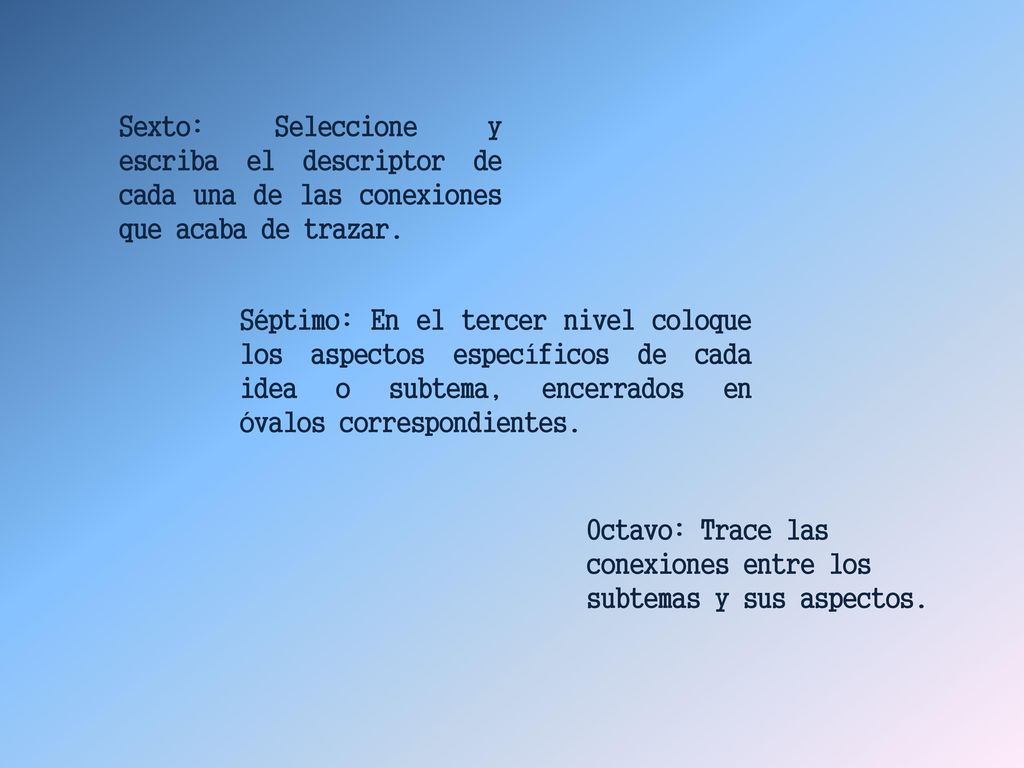 Sexto: Seleccione y escriba el descriptor de cada una de las conexiones que acaba de trazar.