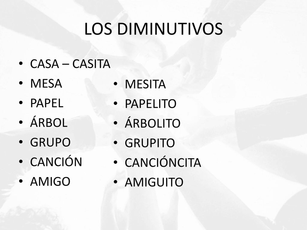 LOS DIMINUTIVOS CASA – CASITA MESA PAPEL MESITA ÁRBOL PAPELITO GRUPO