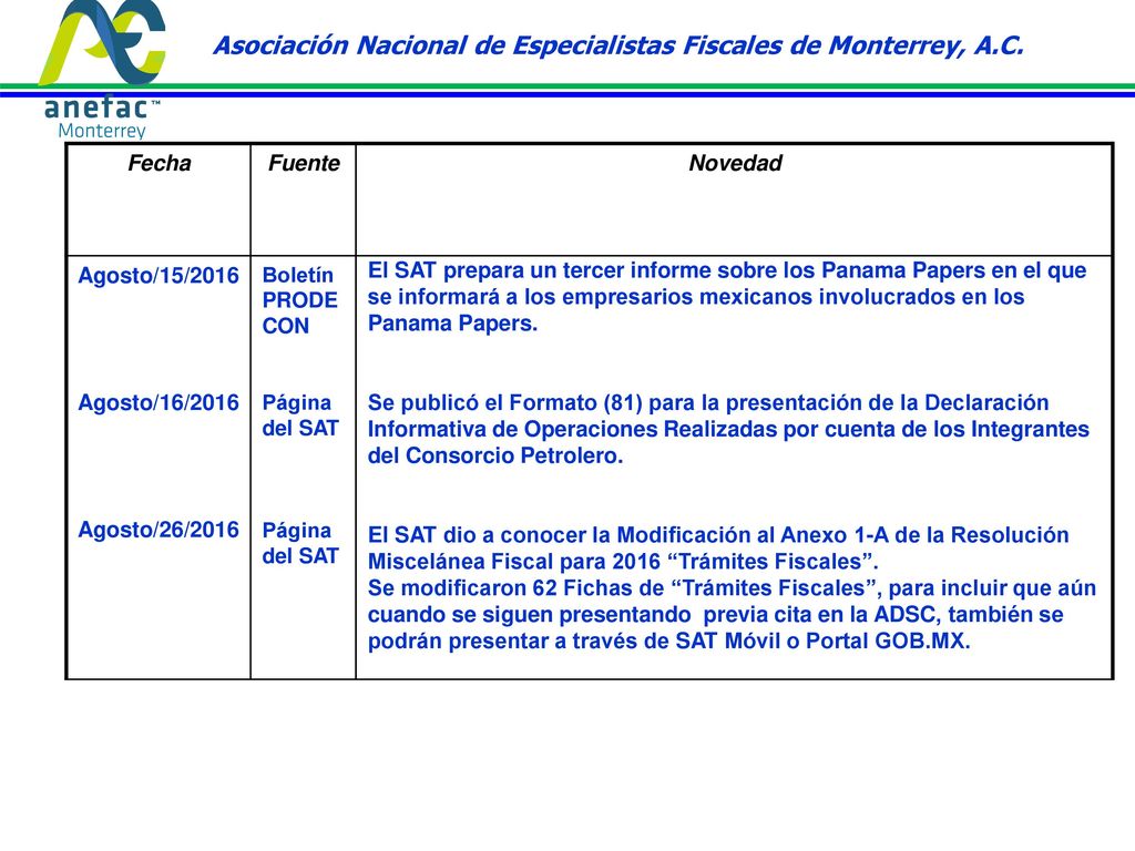 Asociación Nacional de Especialistas Fiscales de Monterrey, A.C.