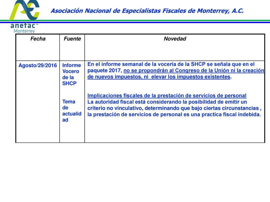 Asociación Nacional de Especialistas Fiscales de Monterrey, A.C.