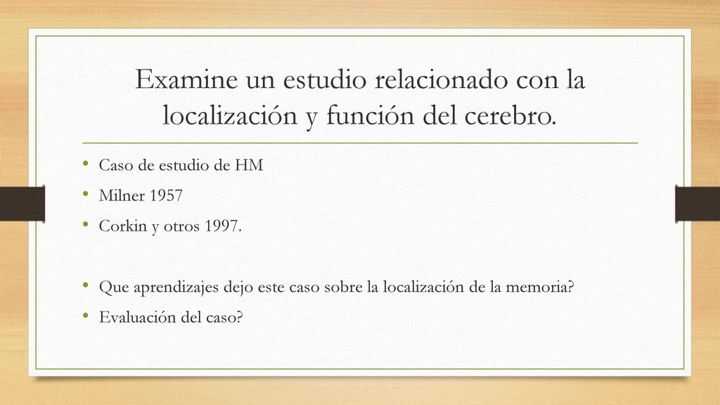 Examine un estudio relacionado con la localización y función del cerebro.