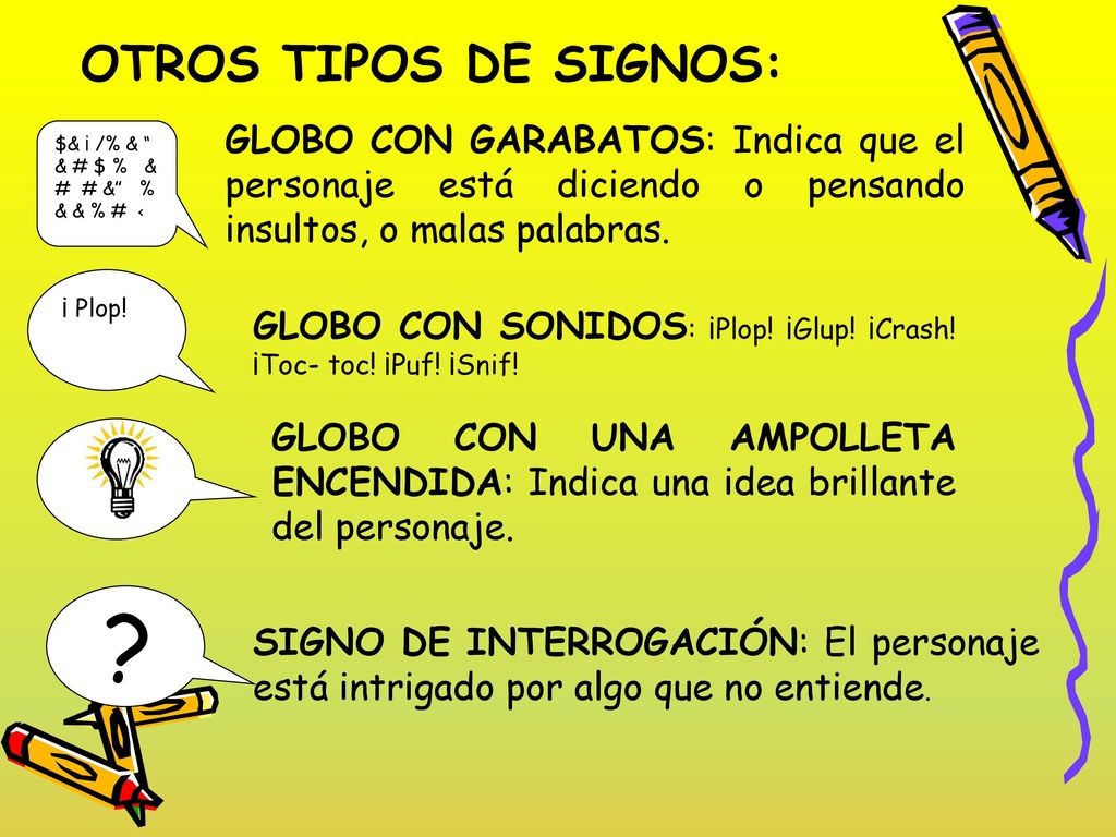 OTROS TIPOS DE SIGNOS: GLOBO CON GARABATOS: Indica que el personaje está diciendo o pensando insultos, o malas palabras.