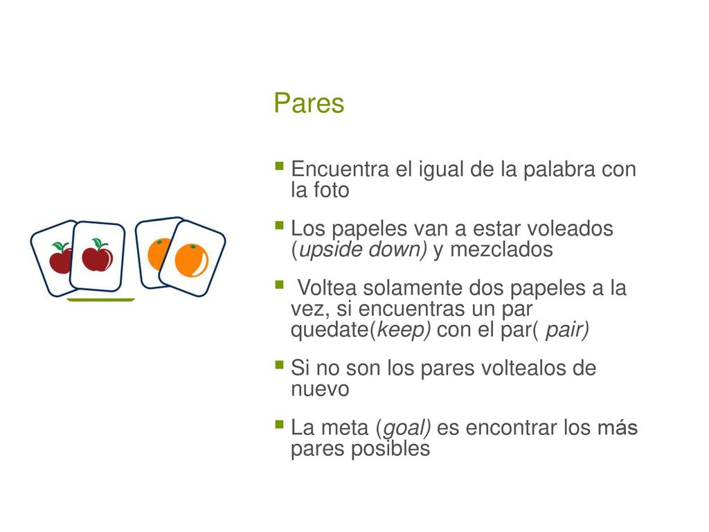 Pares Encuentra el igual de la palabra con la foto