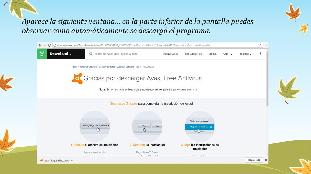 Aparece la siguiente ventana… en la parte inferior de la pantalla puedes observar como automáticamente se descargó el programa.