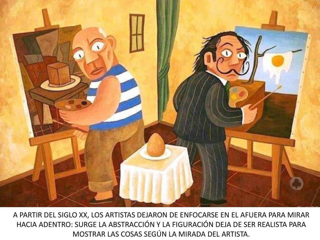 A PARTIR DEL SIGLO XX, LOS ARTISTAS DEJARON DE ENFOCARSE EN EL AFUERA PARA MIRAR HACIA ADENTRO: SURGE LA ABSTRACCIÓN Y LA FIGURACIÓN DEJA DE SER REALISTA PARA MOSTRAR LAS COSAS SEGÚN LA MIRADA DEL ARTISTA.