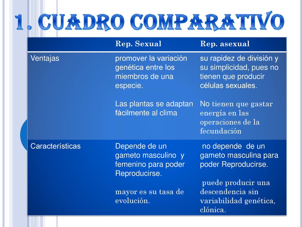Cuadro Comparativo De La Reproduccion Asexual Y Sexsual